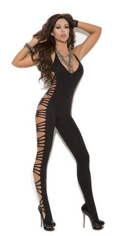 Deep V Bodystocking - Black - One Size