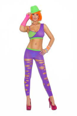 Leggins and Cami Top - Neon  Green and Neon Purple - One  Size