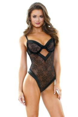 Tease Tori Stretch Lace Keyhole Front Teddy - Medium-large