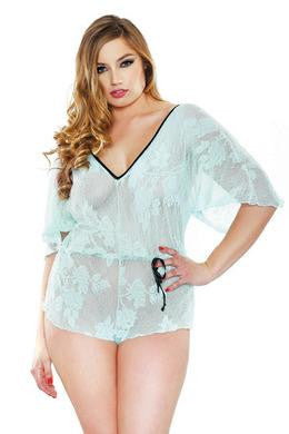 Stretch Lace Romper - Seafoam  3X-4X