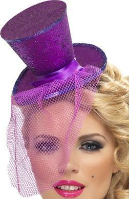 Mini Top Hat on Headband -  Purple