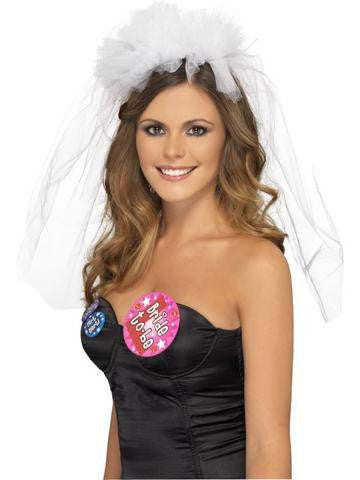 Hen Night Veil Headband -  White