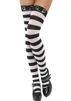 Thigh High Stockings - Black  and White  Fv-21143