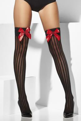 Stockings with Bow and Heart  - Black  Fv-32108