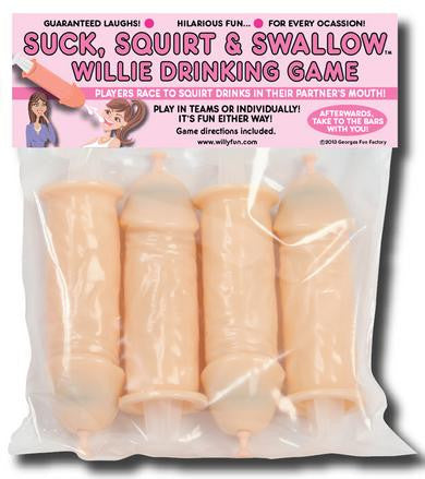 Suck, Squirt And Swallow Willie Drinking Game - 4 Pack