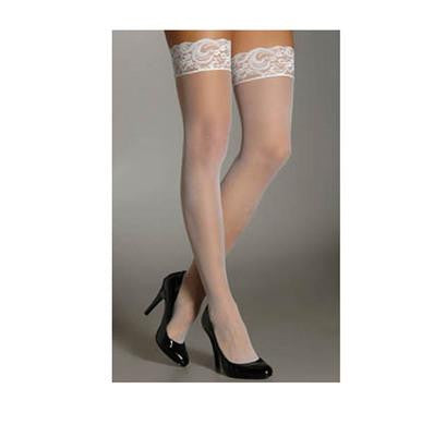 Lace Top Thigh High - White -  One Size