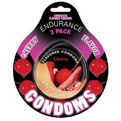 Endurance Cherry Flavored Condoms - 3 Pack