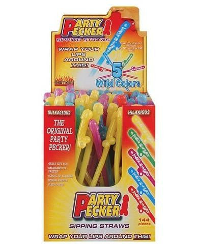 Party Pecker Sipping Straws - 144 Count With Display