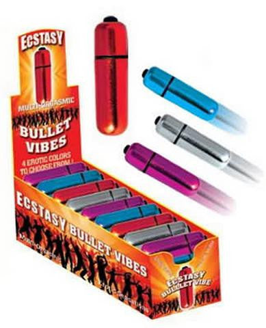 Ecstasy Bullet Vibes Assorted Colors - 36 Count With  Display