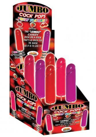 Jumbo Fruit Flavor Cock Pops - 6 Count With Counter Display