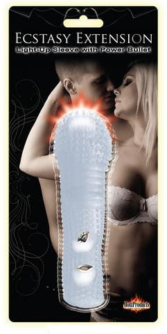 Ecstasy Extension - Light Up Sleeve With Bullet - Clear