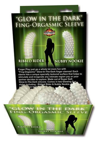 Glow-In-The-Dark Fing-Orgasmic Sleeve - Assorted Styles - 24 Pieces Display