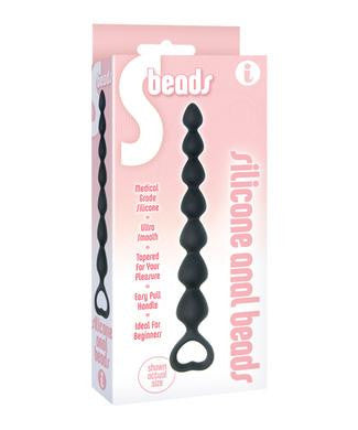 The 9's S Beads Silicone Anal Beads - Black