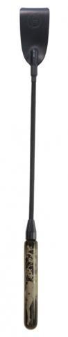 Fashionistas Glass Leather Riding Crop - Black