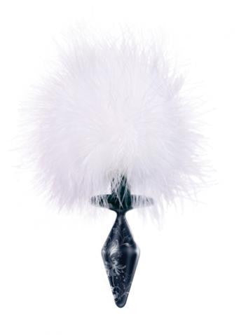 Fashionistas Glass Bunny Tail Butt Plug Small - Black