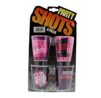 Birthday Bitch 4 Piece Shot Glass Set