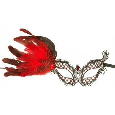 Feather Laser Cut Mask - Black and Red