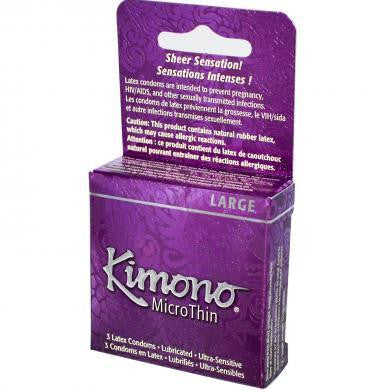 Kimono Microthin Large Condoms - 3 Pack