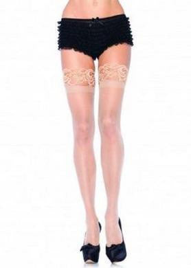 Stay Up Spandex Sheer Thigh Highs with Silicone Top - Nude - One Size