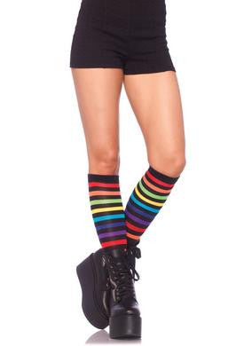 Rainbow Striped Knee High  Socks - One Size