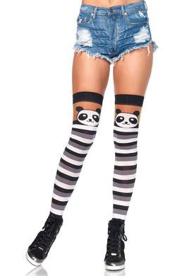 Party Panda Striped Thigh Highs - One Size