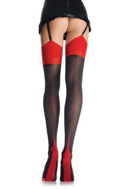 Opaque Contrast Backseam  Stockings - Black - One Size