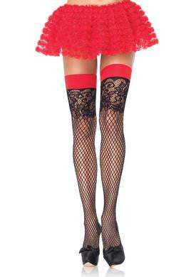 Thigh Highs with Jacquard Lace Top - One Size