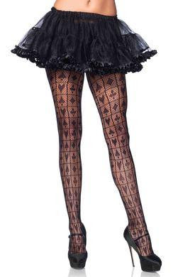 Card Shark Checkerboard Net Pantyhose - One Size