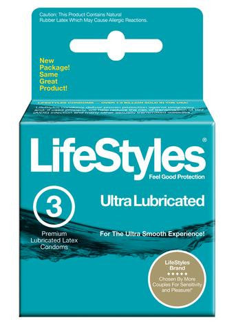 Lifestyle Ultra Lubricated Condoms - 3 Pack