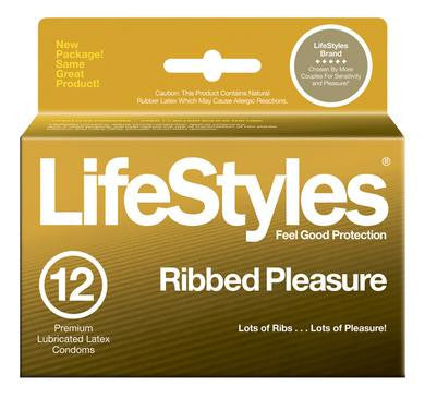 Lifestyles Ultra Ribbed Condoms - 12 Pack