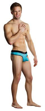 Sport Thong Athletic Mesh -  Turquoise and Black - Medium