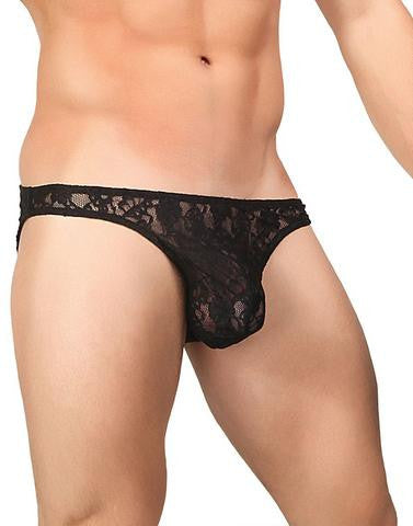 Stretch Lace Wonder Bikini - - Black - Large