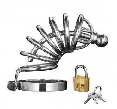 Asylum 6 Ring Locking  Chastity Cage - Medium-large