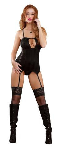 Keyhole Merry Widow And G -String Set - Black - Large-Extra Large