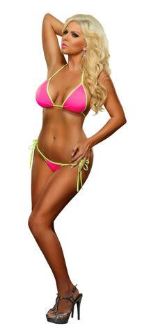 Bra And Tie Side Thong Set - Pink - Small-Medium