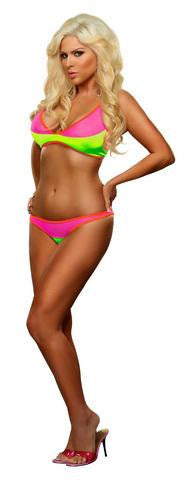 Color Block Top And Brief Set - Lime - Small-Meduim