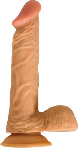 All American Whopper 8 Inch Vibrating with Balls - Flesh