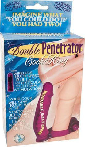 Double Penetrator Cockring - Purple