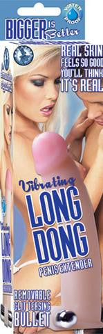 Vibrating Long Dong Penis Extender Flesh