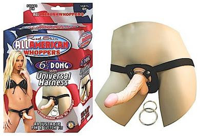 All American Whoppers 6.5-Inch Dong With Harness - Flesh