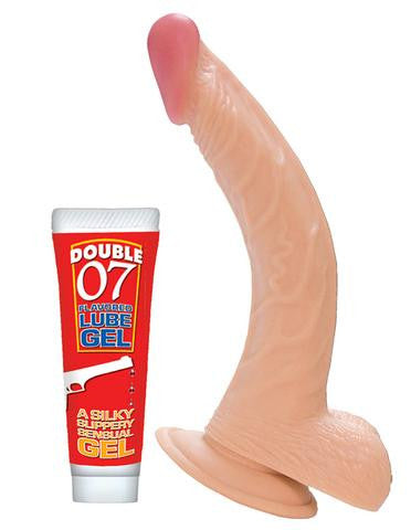 All American Whoppers 8-Inch Curved Dong With Balls And Lube