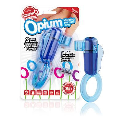 Opium Vibrating Pleasure Ring - Blue