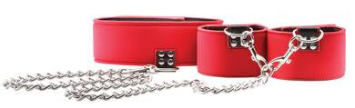 Reversible Collar and Wrist Cuffs - Red