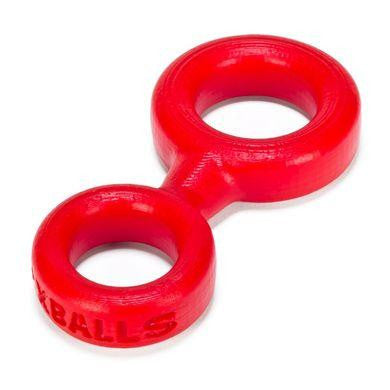 8-ball Cockring with Attached Ball-ring Oxballs - Red