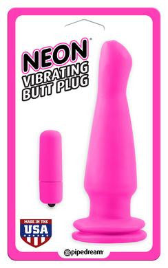 Neon Vibrating Butt Plug - Pink