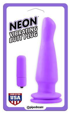 Neon Vibrating Butt Plug - Purple