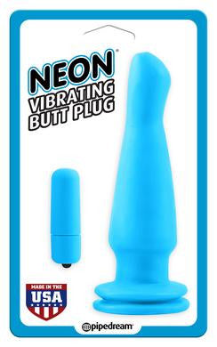 Neon Vibrating Butt Plug - Blue