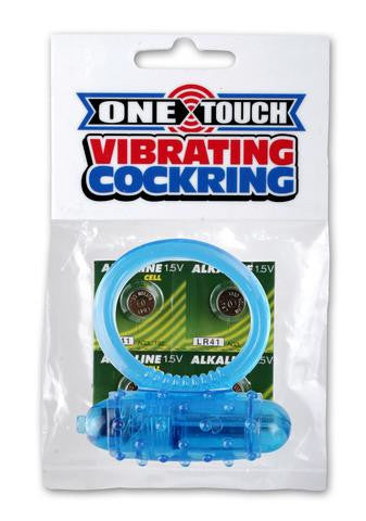 Mini One-Touch Cock Ring - Blue