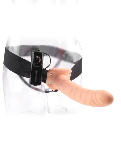 Fetish Fantasy Series 8-Inch Vibrating Hollow Strap-On - Flesh