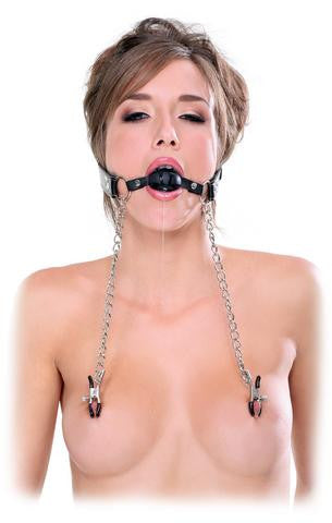 Fetish Fantasy Extreme Deluxe Ball Gag And Nipple Clamps